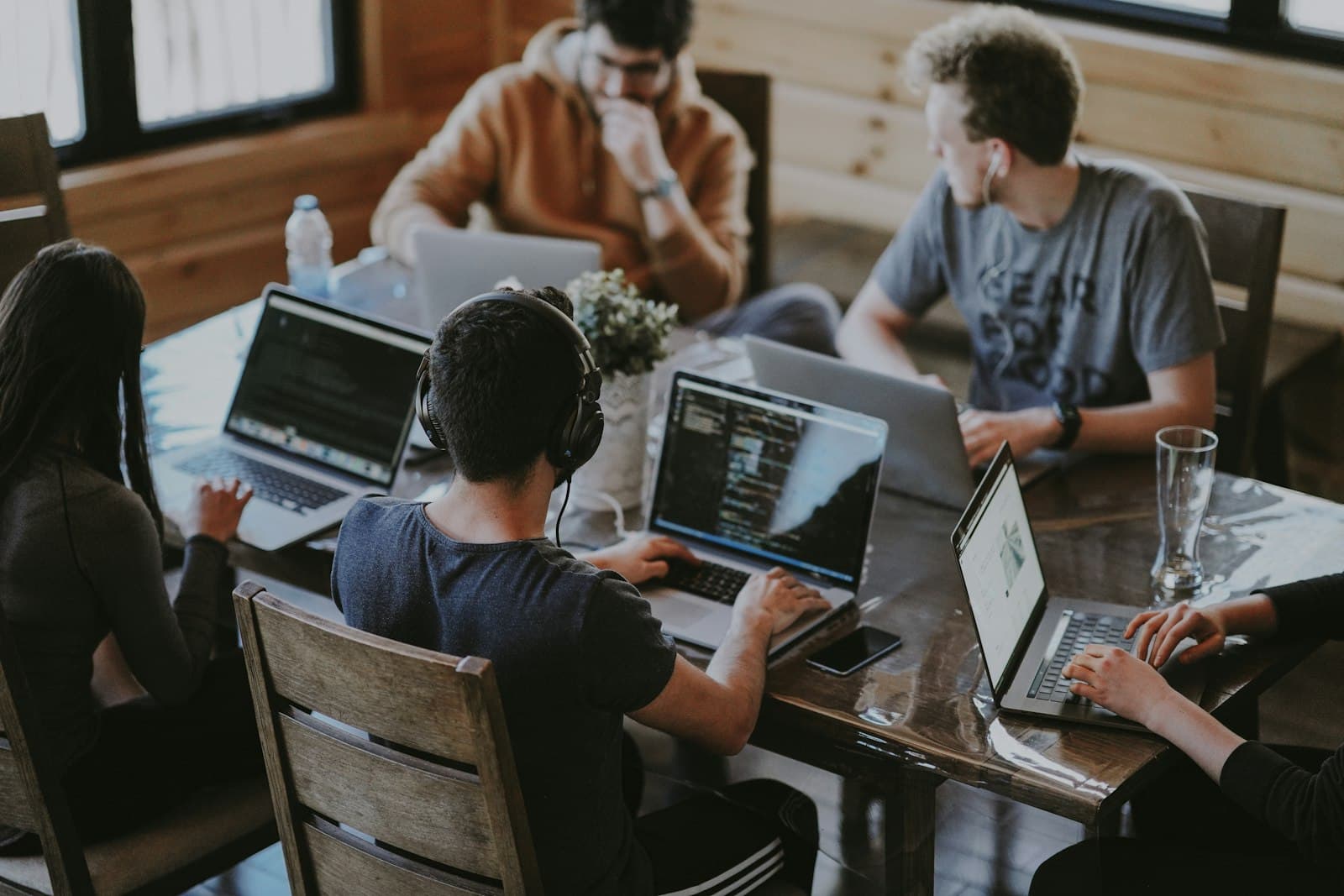 A marketing team planning content together